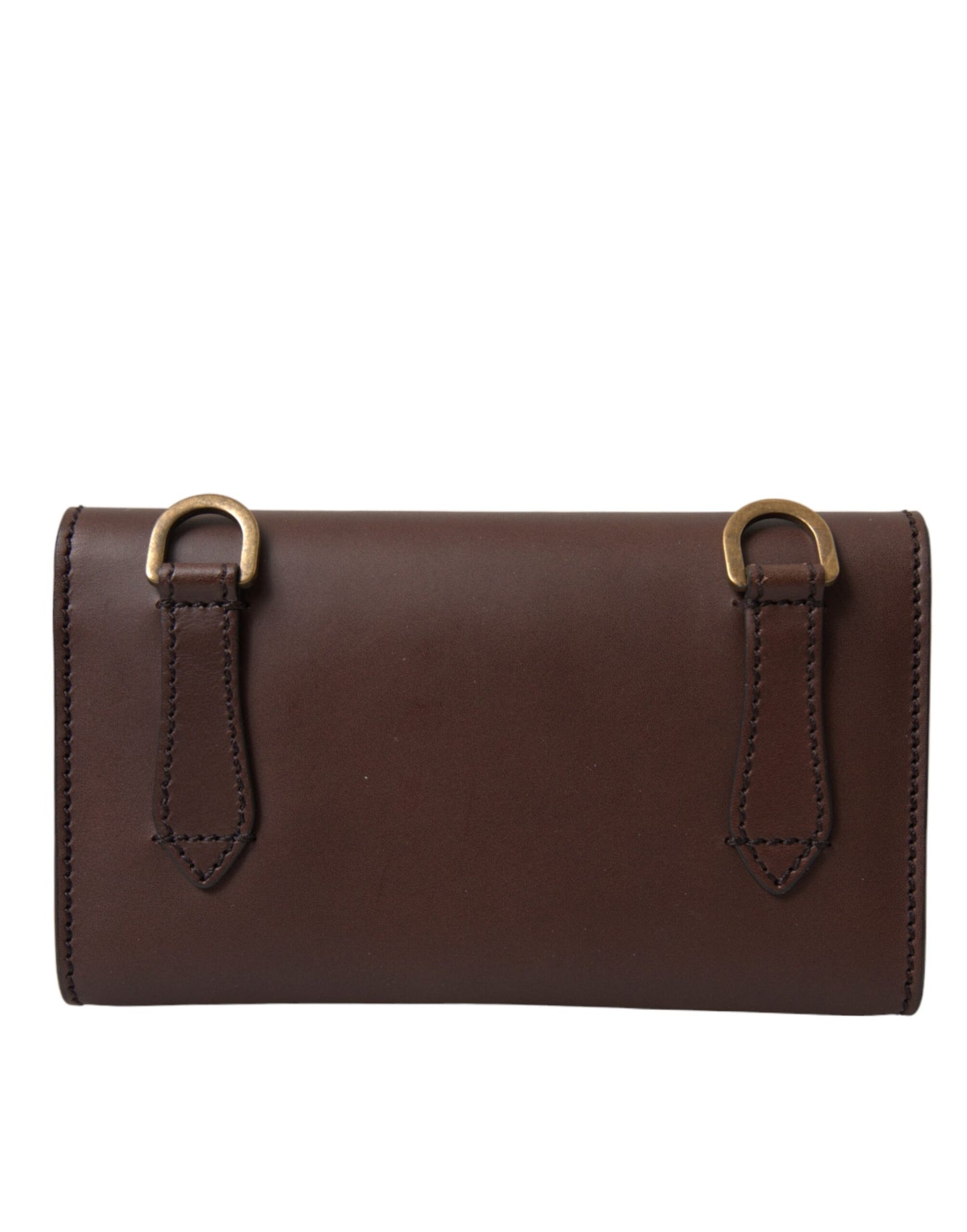 Mini sac à bandoulière Dolce & Gabbana en cuir marron avec logo en relief pour homme