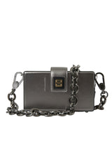 Dolce & Gabbana Metallic Gray Calfskin Leather DG BOX Shoulder Bag
