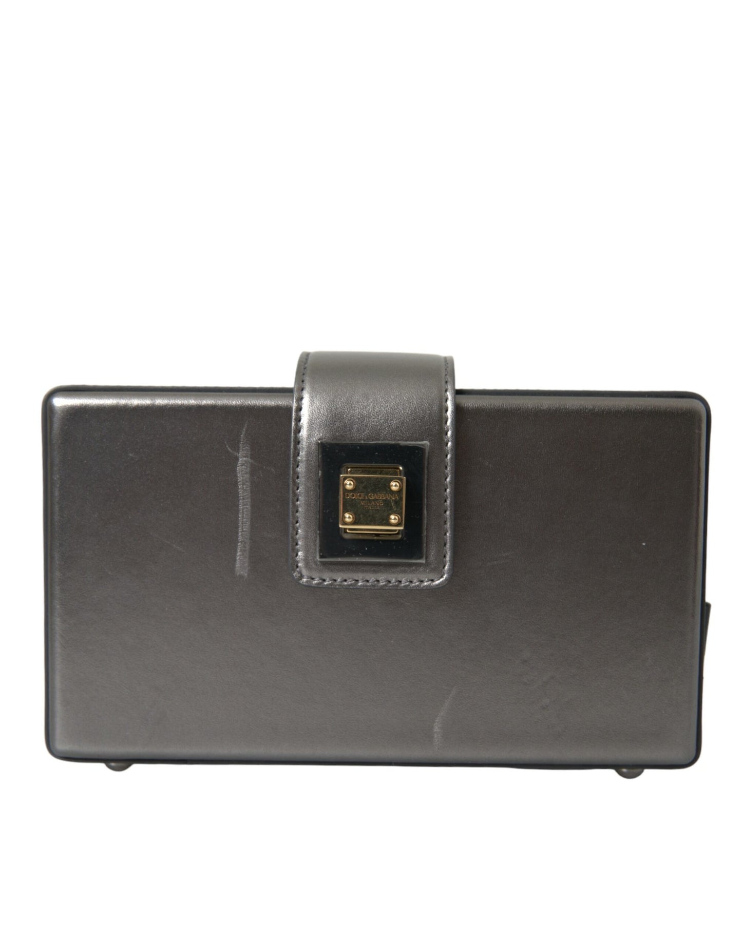Sac à bandoulière Dolce & Gabbana DG BOX en cuir de veau gris métallisé