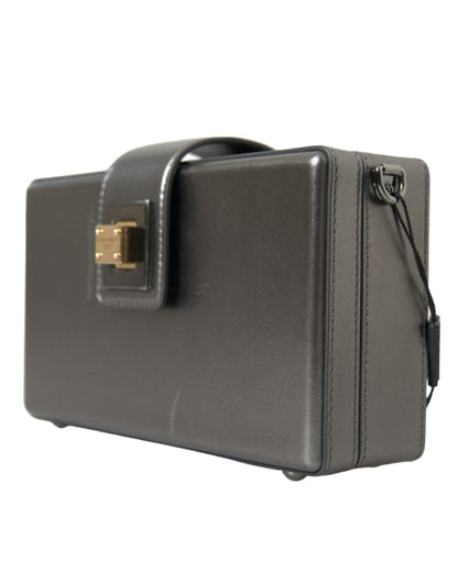 Sac à bandoulière Dolce & Gabbana DG BOX en cuir de veau gris métallisé