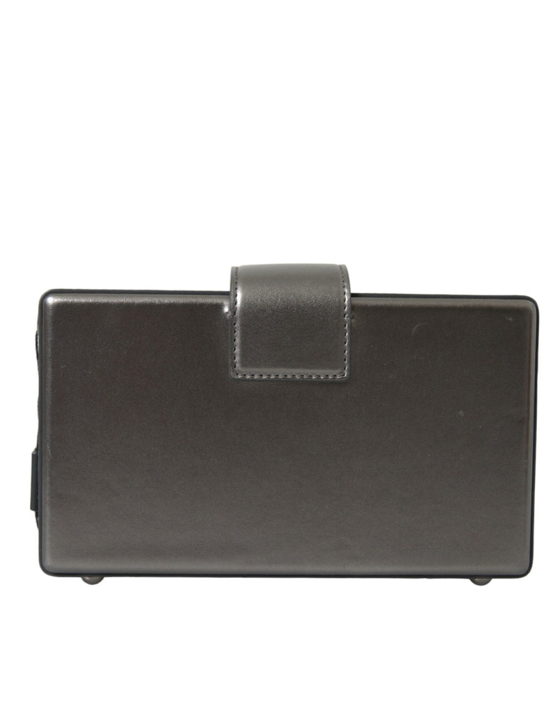 Sac à bandoulière Dolce & Gabbana DG BOX en cuir de veau gris métallisé