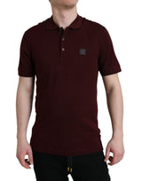 Polo à manches courtes à col montant rouge bordeaux de Dolce &amp; Gabbana