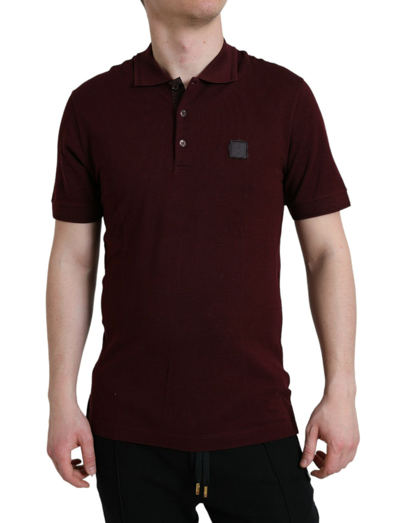 Polo à manches courtes à col montant rouge bordeaux de Dolce &amp; Gabbana