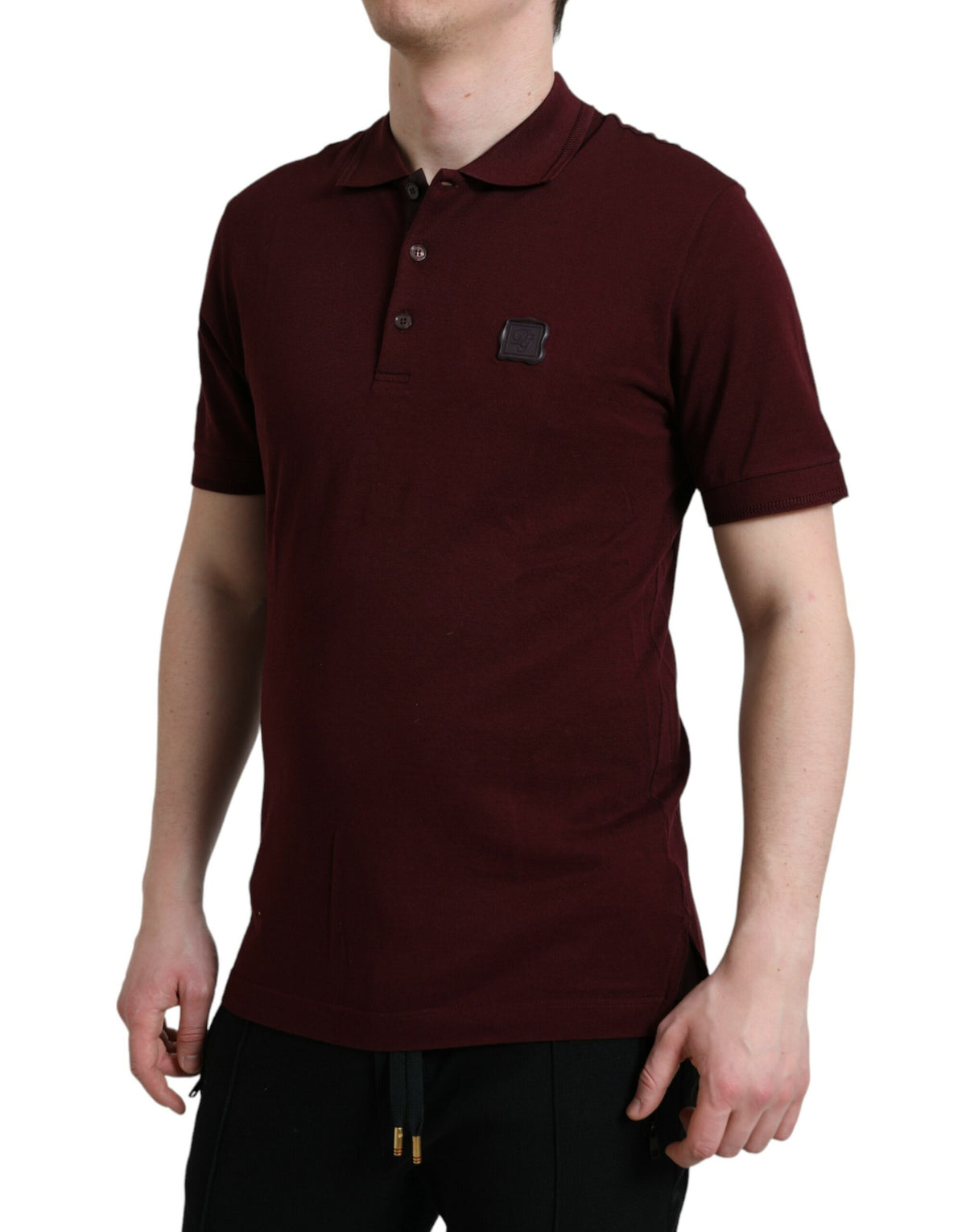 Polo à manches courtes à col montant rouge bordeaux de Dolce &amp; Gabbana