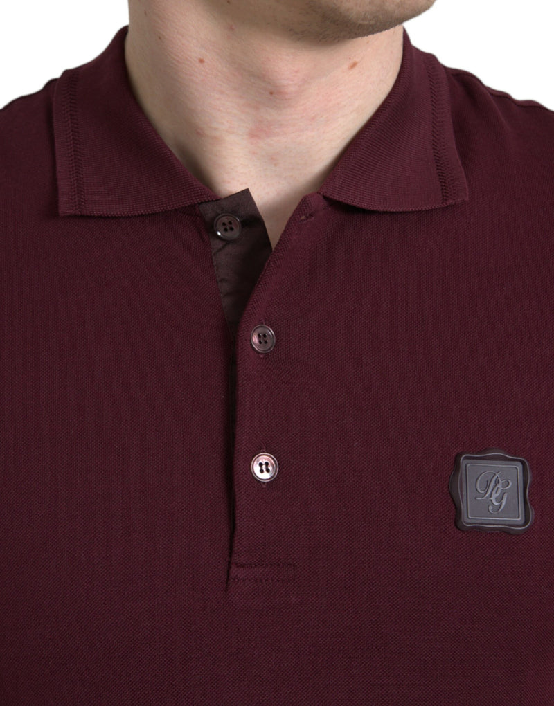 Polo à manches courtes à col montant rouge bordeaux de Dolce &amp; Gabbana