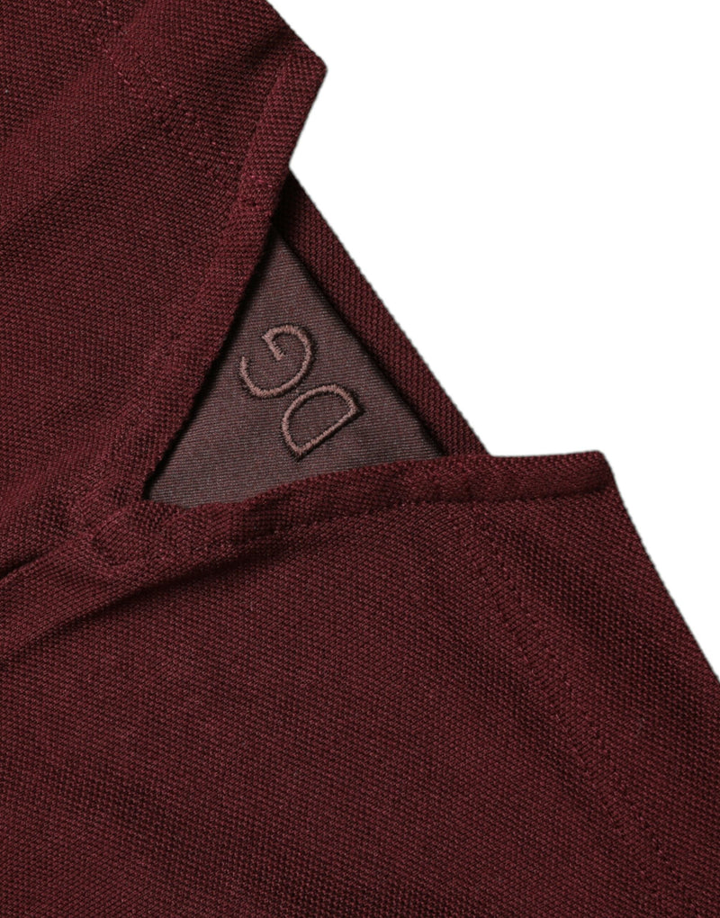 Polo à manches courtes à col montant rouge bordeaux de Dolce &amp; Gabbana