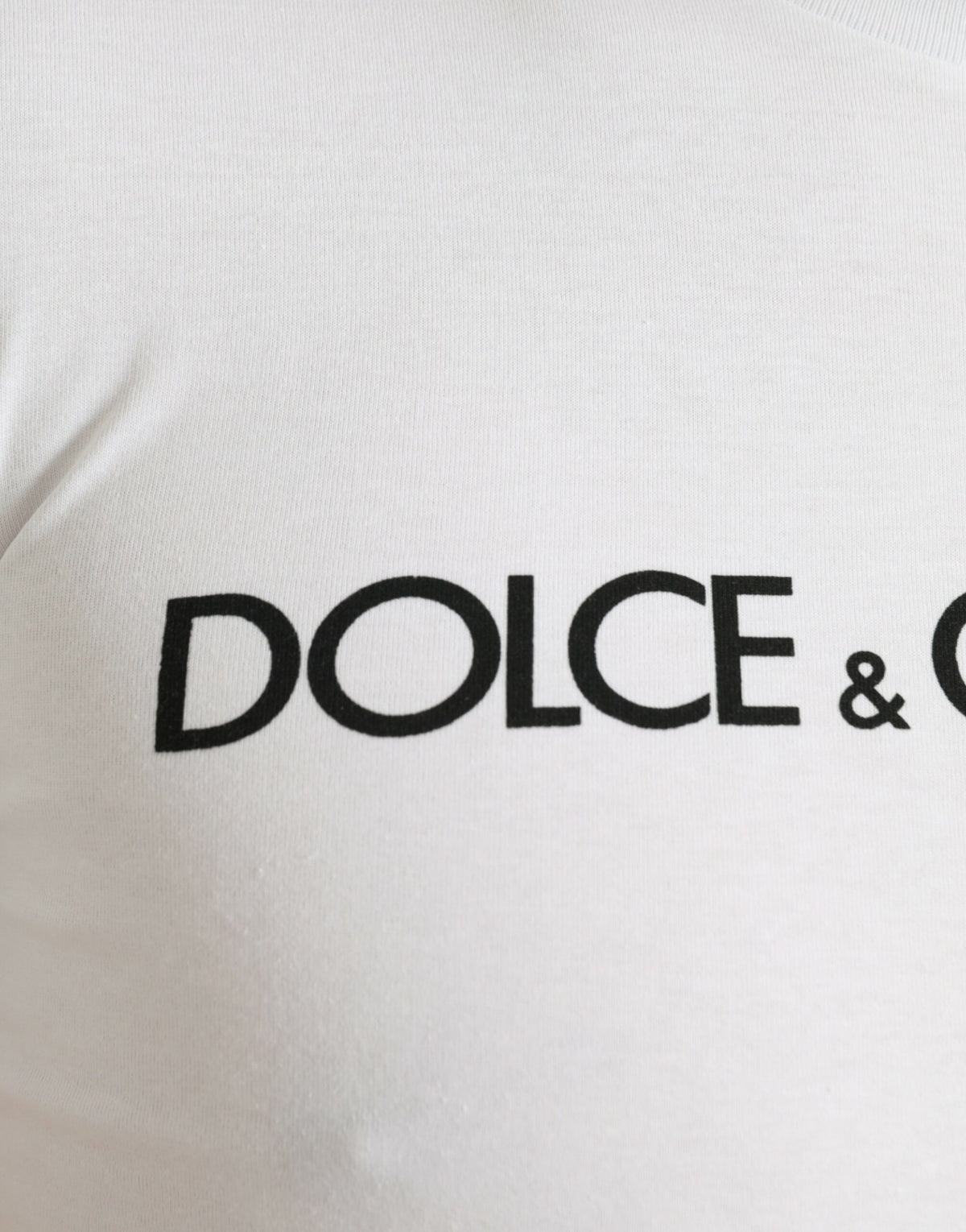 T-shirt en coton à col rond avec imprimé du logo blanc de Dolce &amp; Gabbana