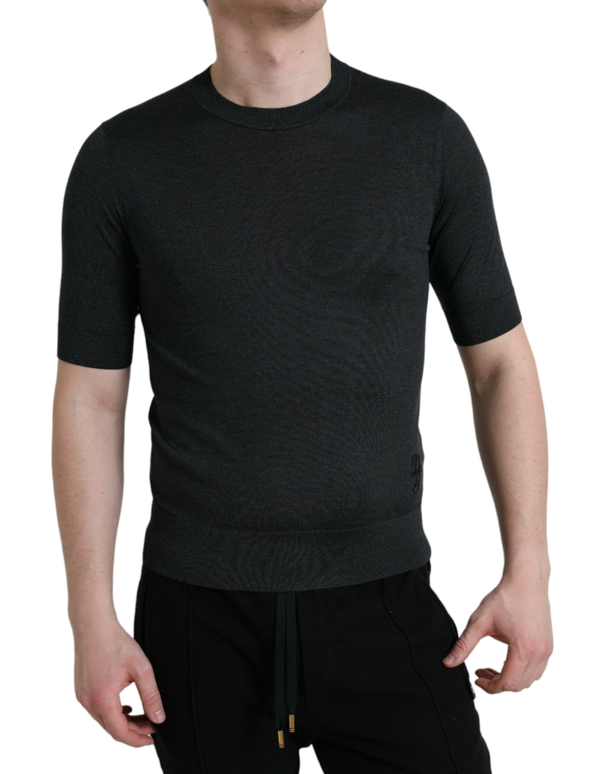 T-shirt à manches courtes et col rond gris foncé de Dolce &amp; Gabbana