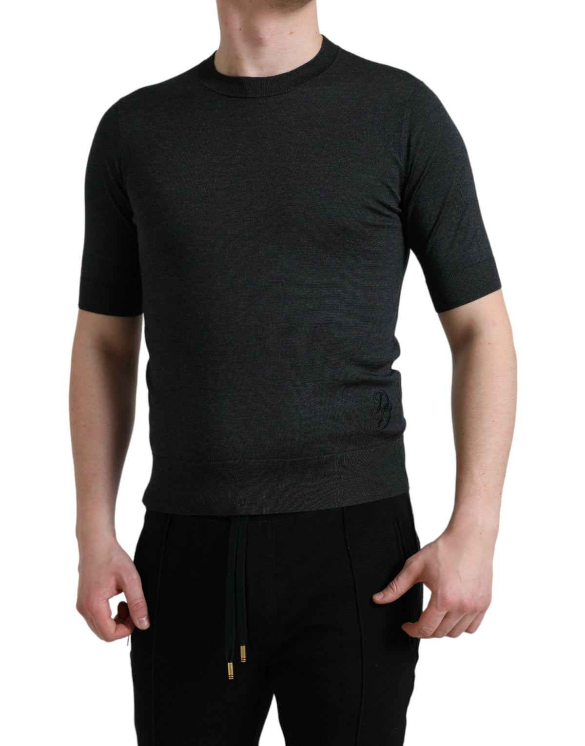 T-shirt à manches courtes et col rond gris foncé de Dolce &amp; Gabbana