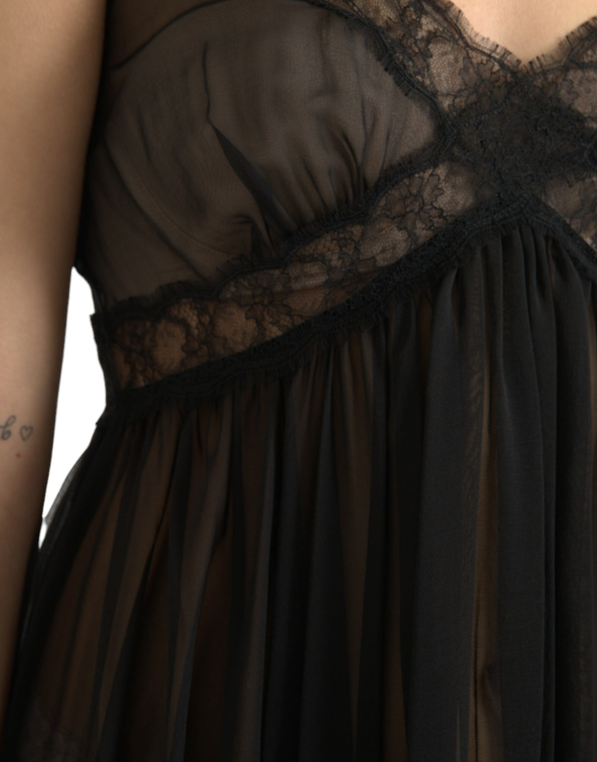 Robe Mini Plissée en Soie Noire Dolce & Gabbana
