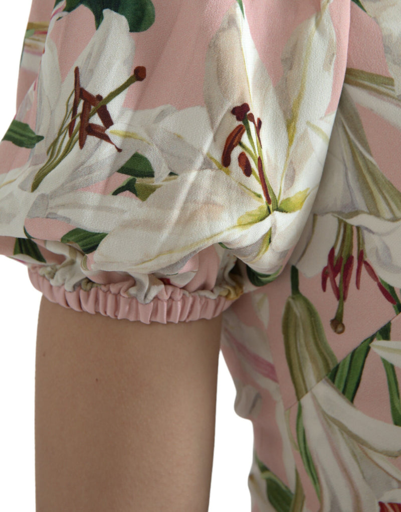 Dolce & Gabbana Pink Lily Viscose Sheath Stretch Mini Dress