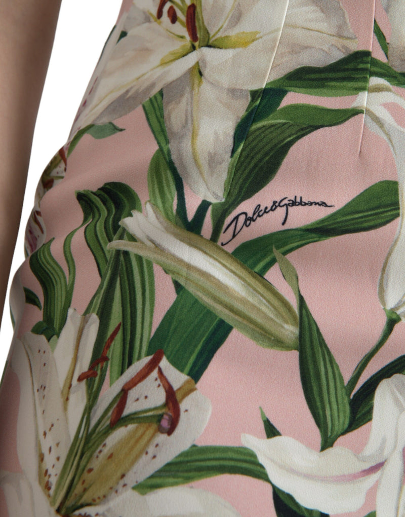 Dolce & Gabbana Pink Lily Viscose Sheath Stretch Mini Dress