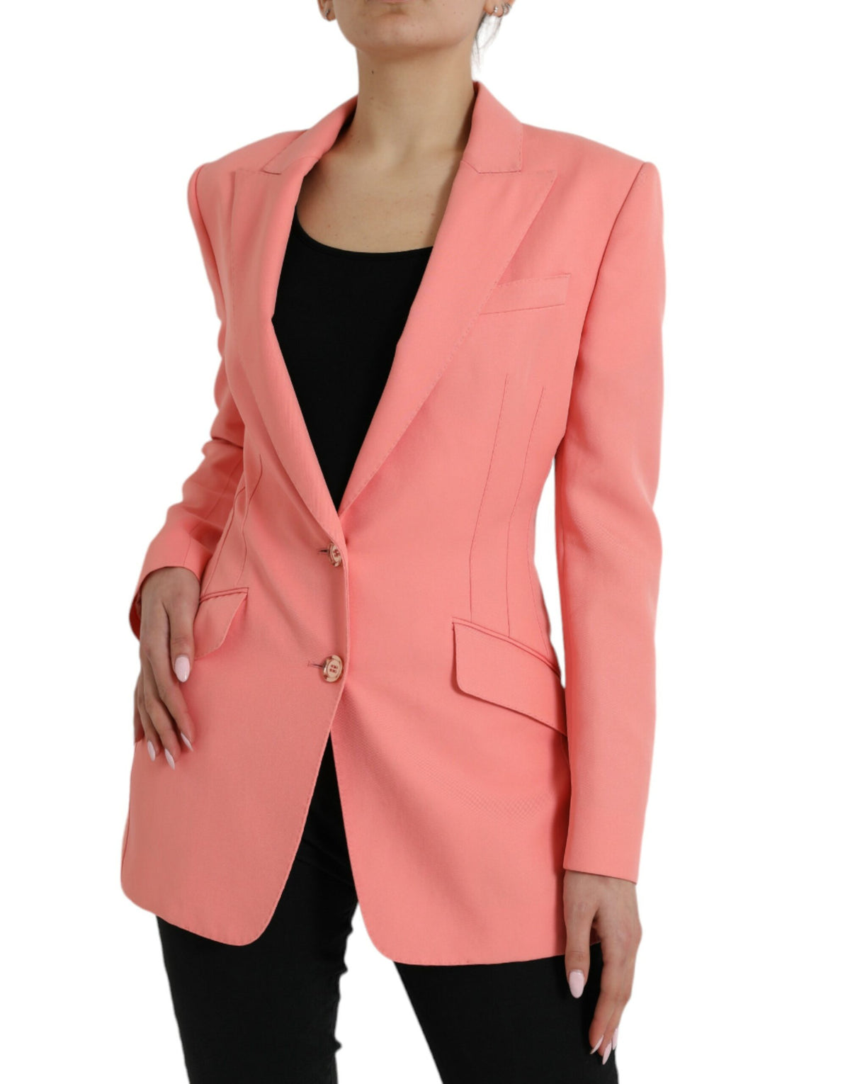 Dolce & Gabbana Blazer Rose en Polyester à Boutonnage Simple
