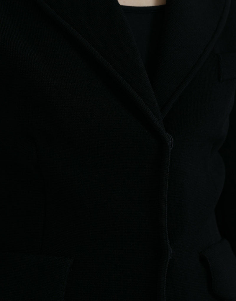 Dolce & Gabbana Black Viscose Single Breasted Blazer Jacket