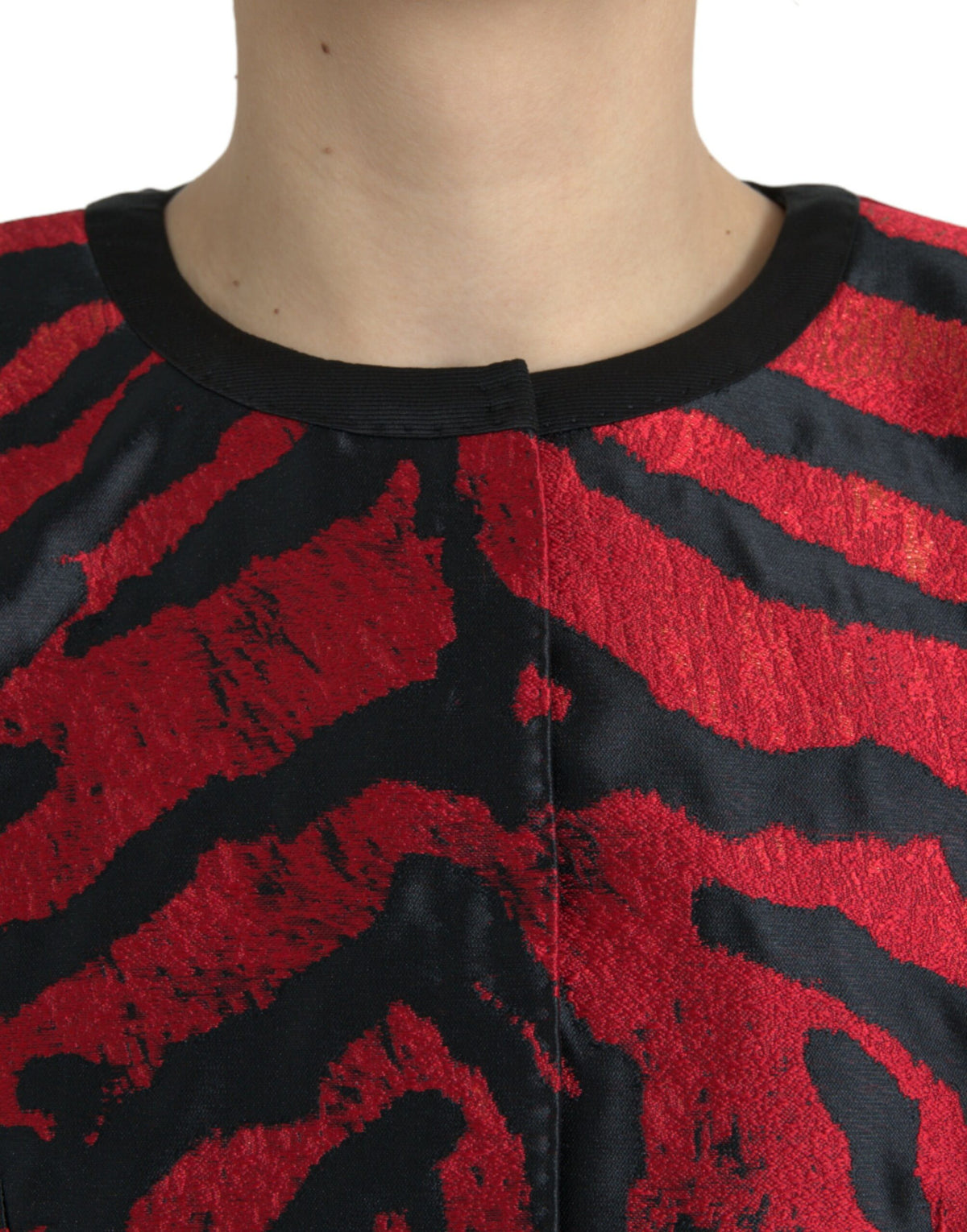 Dolce & Gabbana Veste Croppée Noir Rouge à Motif