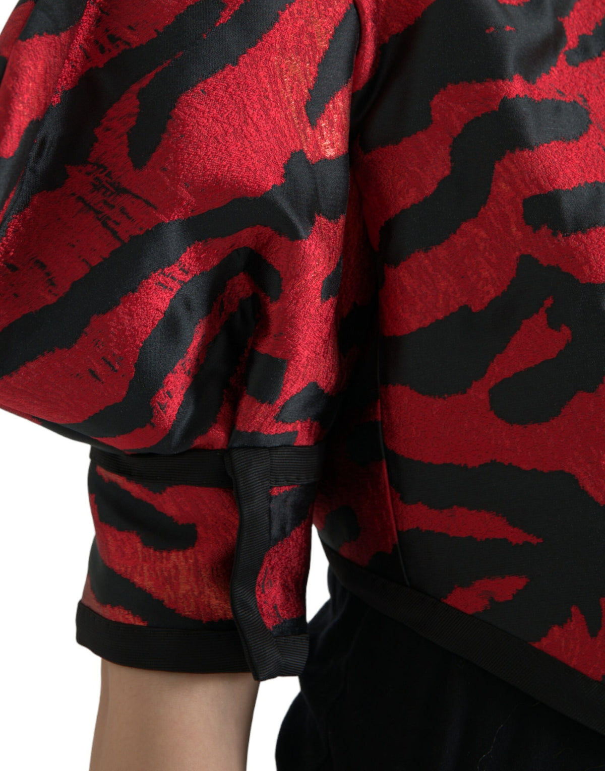 Dolce & Gabbana Veste Croppée Noir Rouge à Motif