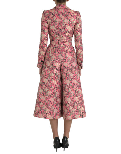 Dolce & Gabbana Pink Floral Jacquard Slim Fit 2 Piece Suit