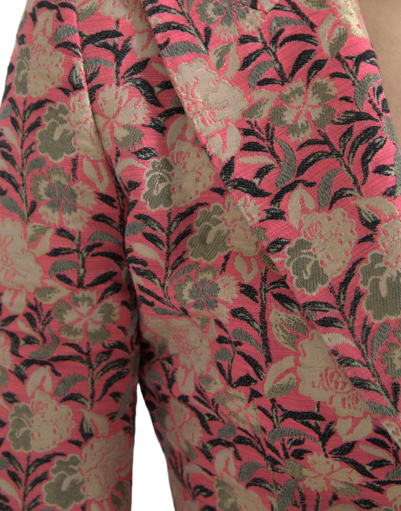 Dolce & Gabbana Pink Floral Jacquard Slim Fit 2 Piece Suit