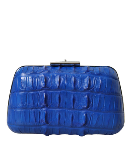Balenciaga Blauwe Exotische Huid Leren Schoudertas Crossbody Box Clutch Bag