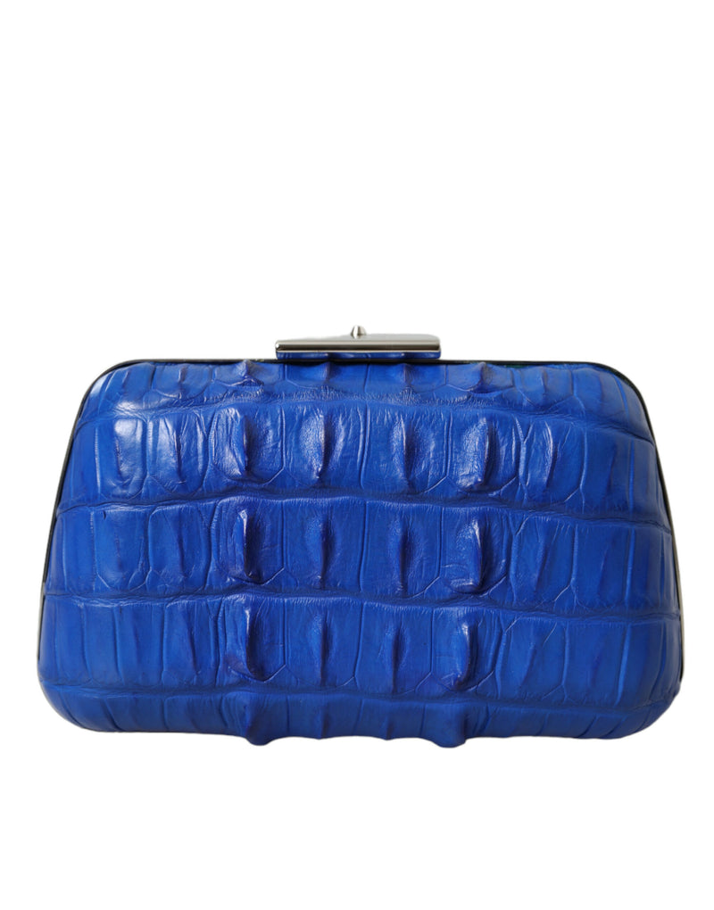 Balenciaga Blue Exotic Skin Leather Shoulder Crossbody Box Clutch Bag