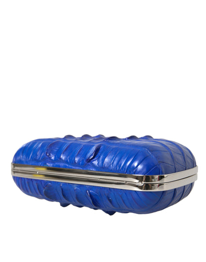 Balenciaga Blauwe Exotische Huid Leren Schoudertas Crossbody Box Clutch Bag