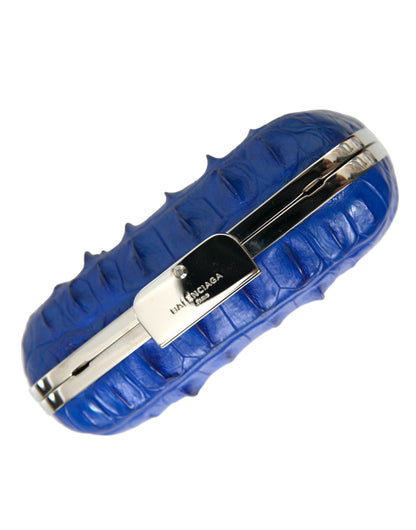 Balenciaga Blauwe Exotische Huid Leren Schoudertas Crossbody Box Clutch Bag