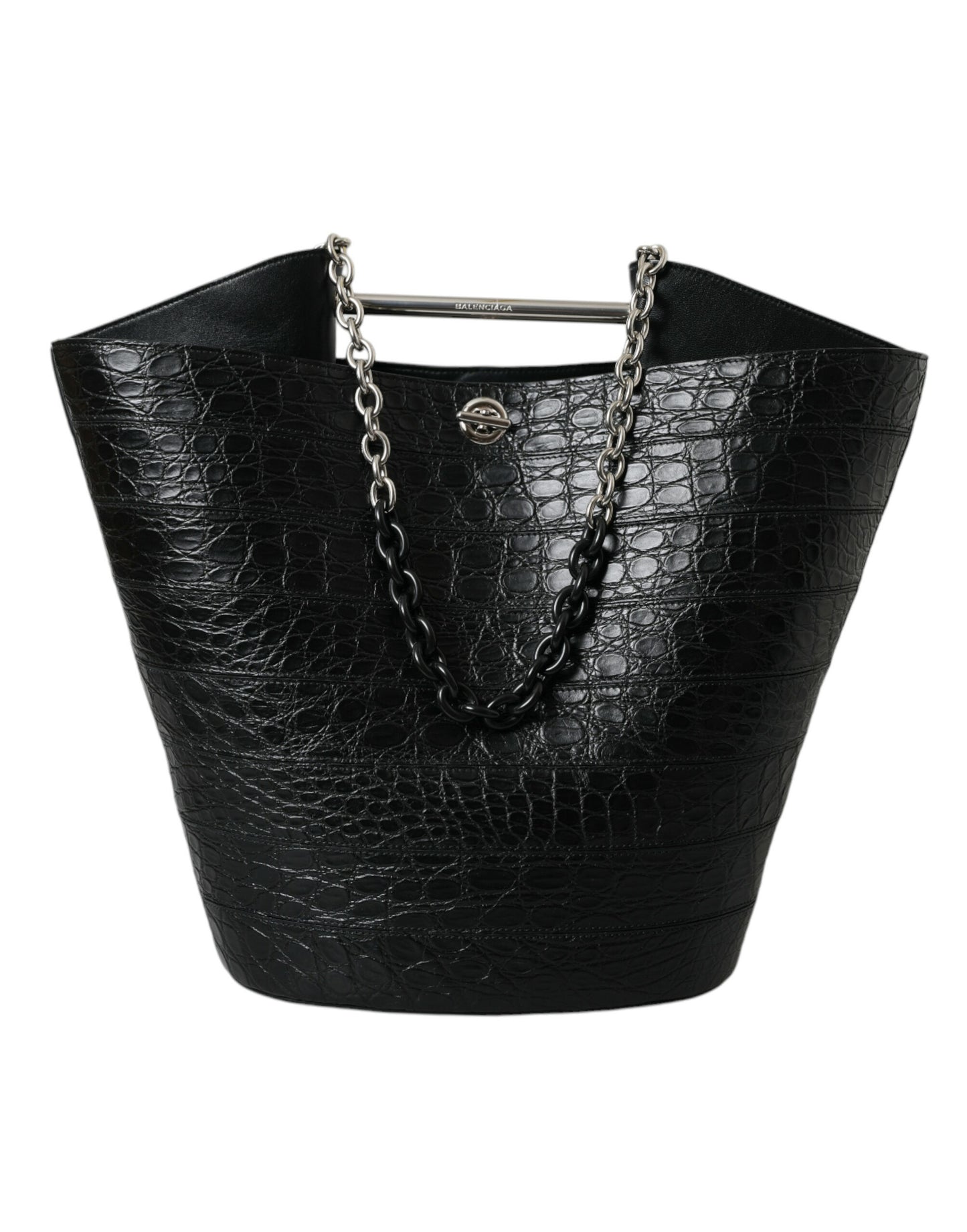 Balenciaga Zwarte Exotische Leren Maxi Bucket Tote Handtas
