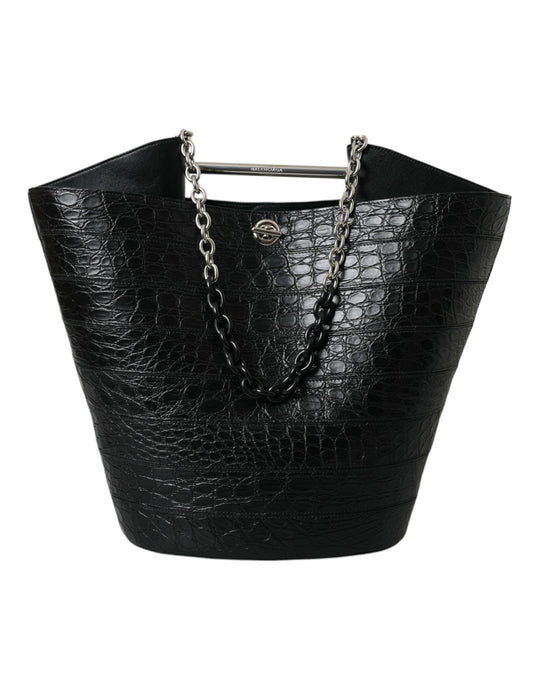 Sac fourre-tout seau maxi en cuir exotique noir Balenciaga
