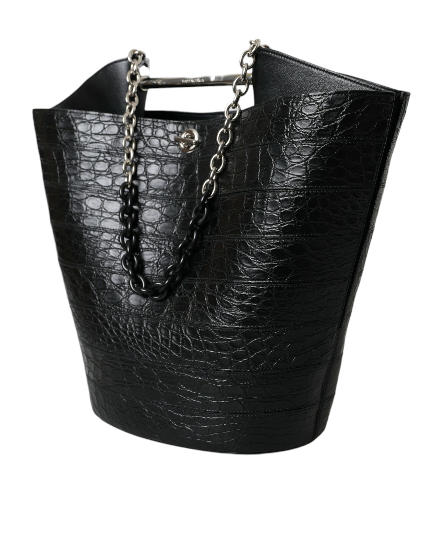 Balenciaga Zwarte Exotische Leren Maxi Bucket Tote Handtas