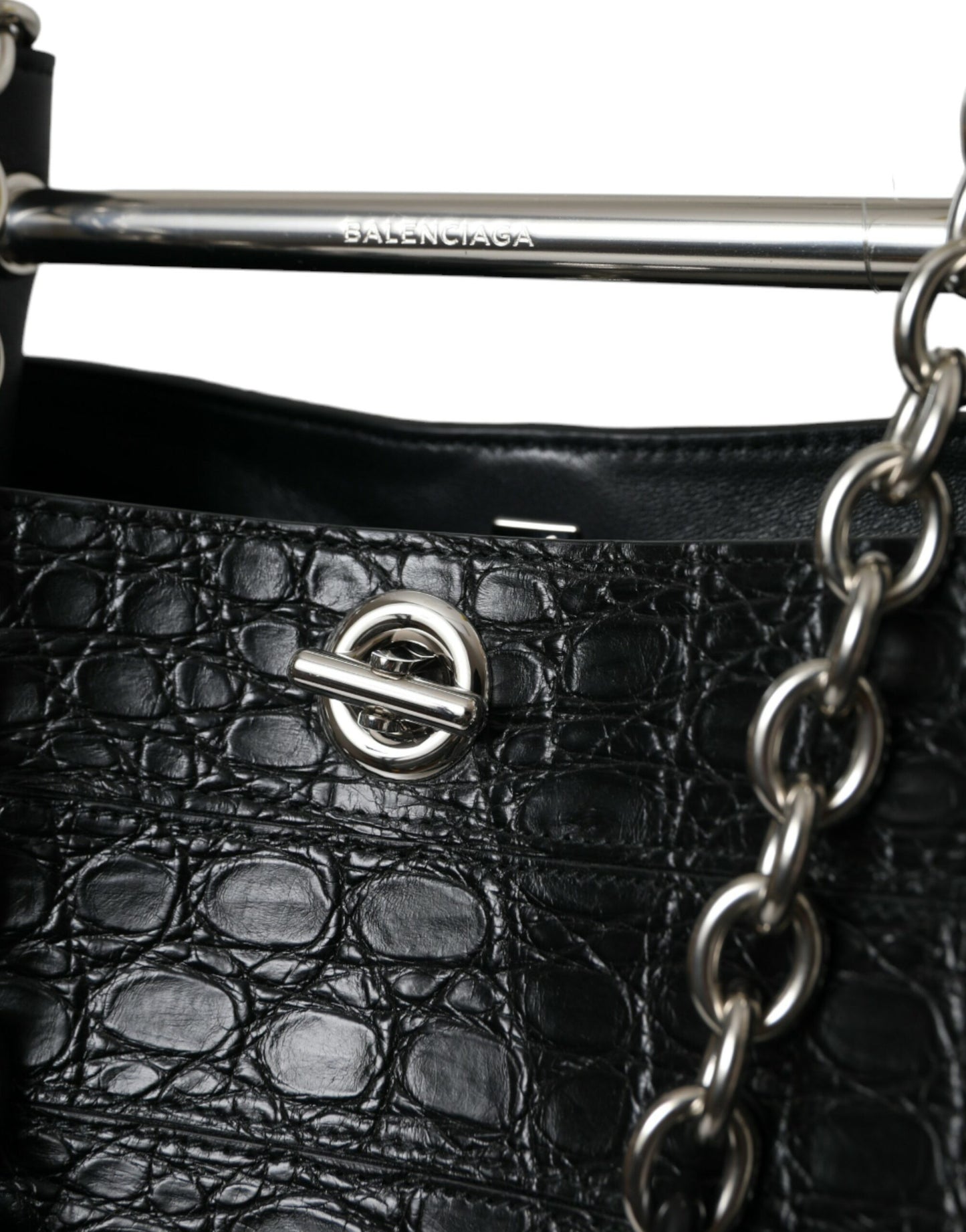 Balenciaga Zwarte Exotische Leren Maxi Bucket Tote Handtas