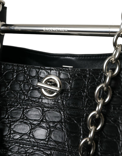 Balenciaga Zwarte Exotische Leren Maxi Bucket Tote Handtas