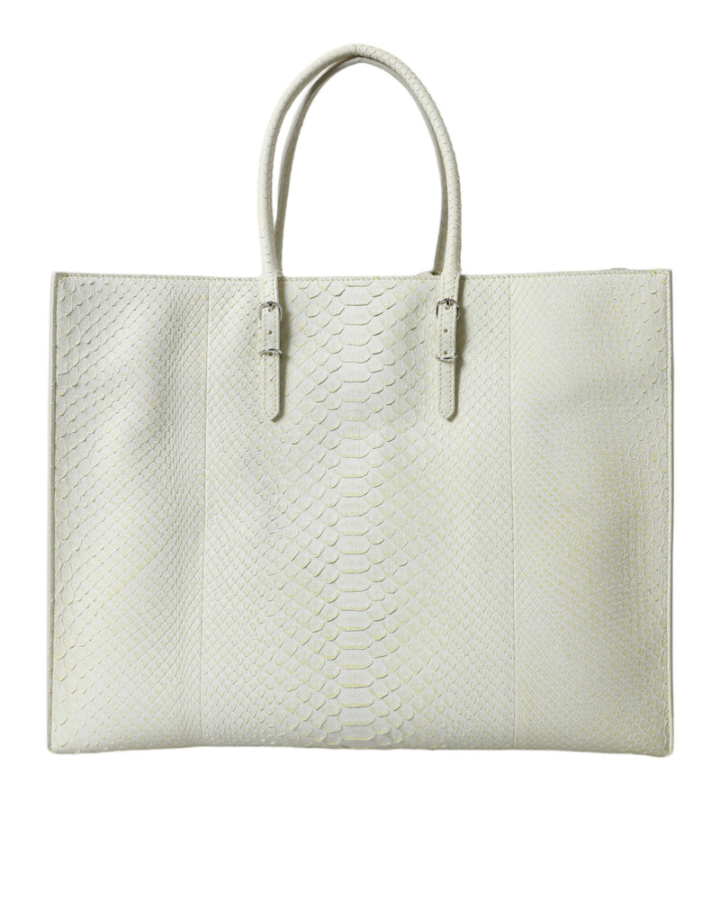 Balenciaga PAPIER White Yellow Python Leather Shopping Tote