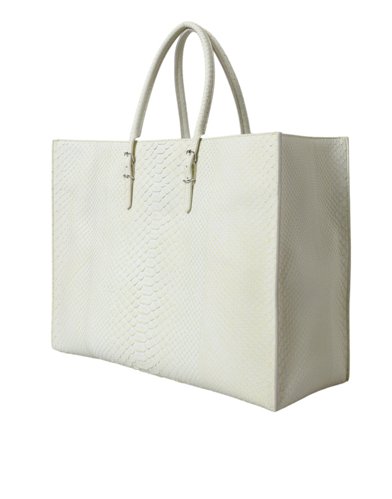Balenciaga PAPIER White Yellow Python Leather Shopping Tote