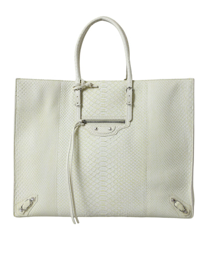 Sac cabas Balenciaga en cuir exotique blanc et jaune