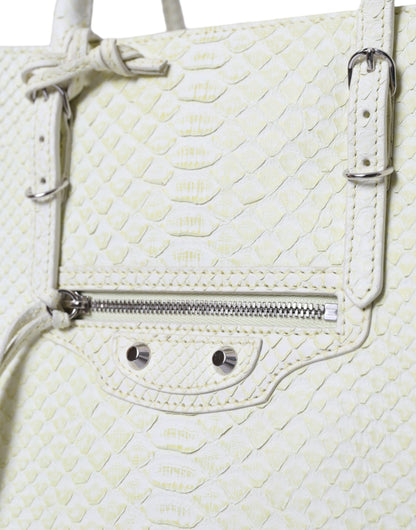 Sac cabas Balenciaga en cuir exotique blanc et jaune