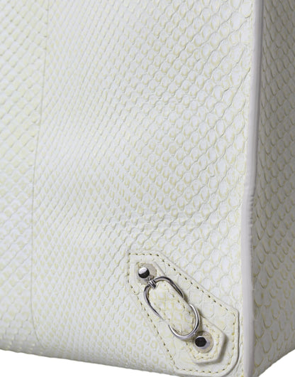 Sac cabas Balenciaga en cuir exotique blanc et jaune