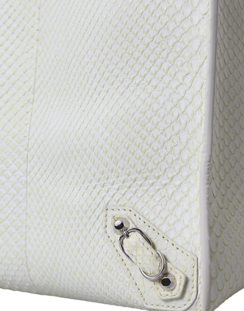 Balenciaga PAPIER White Yellow Python Leather Shopping Tote