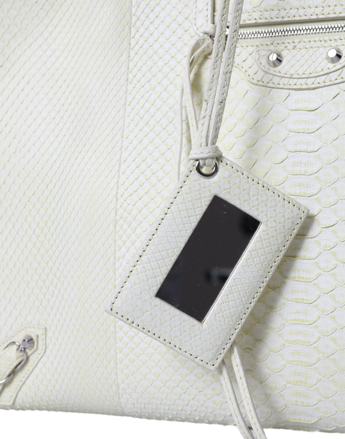 Balenciaga PAPIER White Yellow Python Leather Shopping Tote