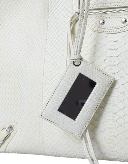 Sac cabas Balenciaga en cuir exotique blanc et jaune