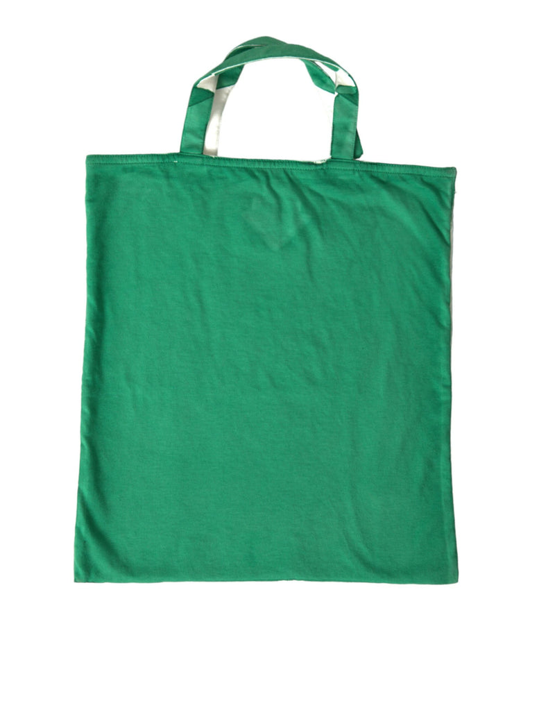 Prada Green Jersey Fabric Logo Shoulder Shopping Tote Bag