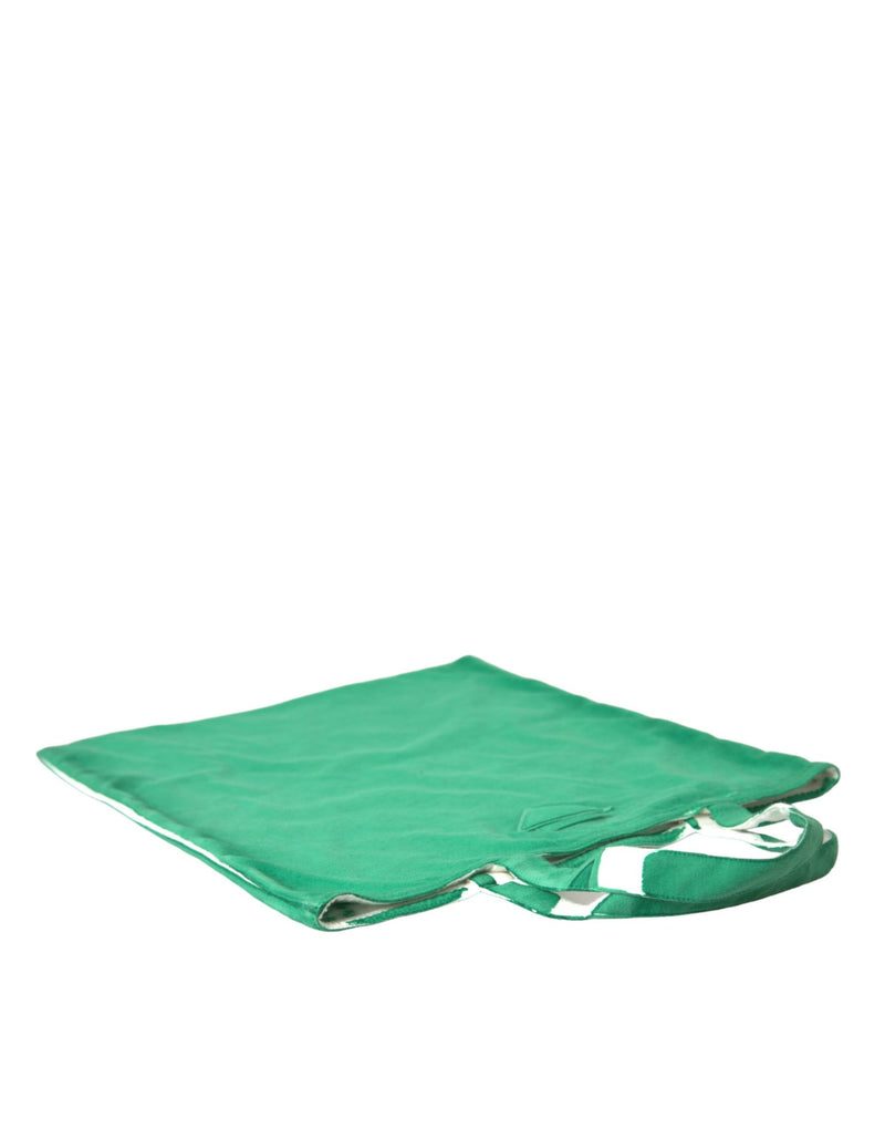Prada Green Jersey Fabric Logo Shoulder Shopping Tote Bag