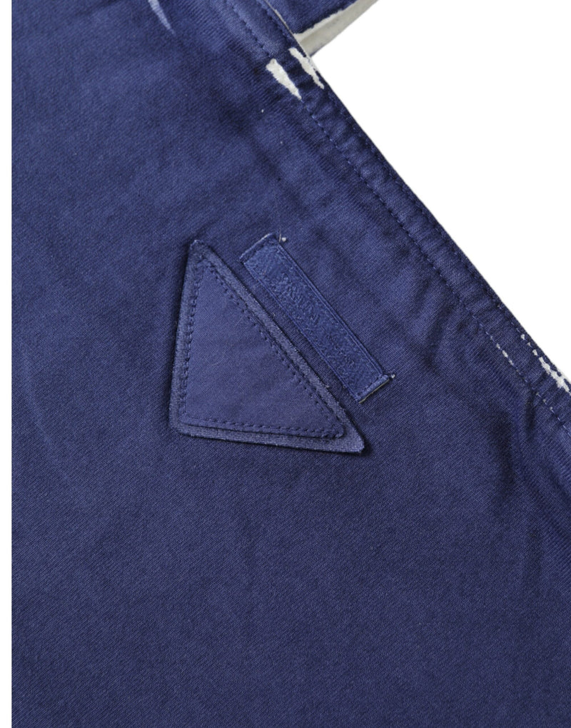 Prada Blue Jersey Fabric Logo Shoulder Shopping Tote Bag