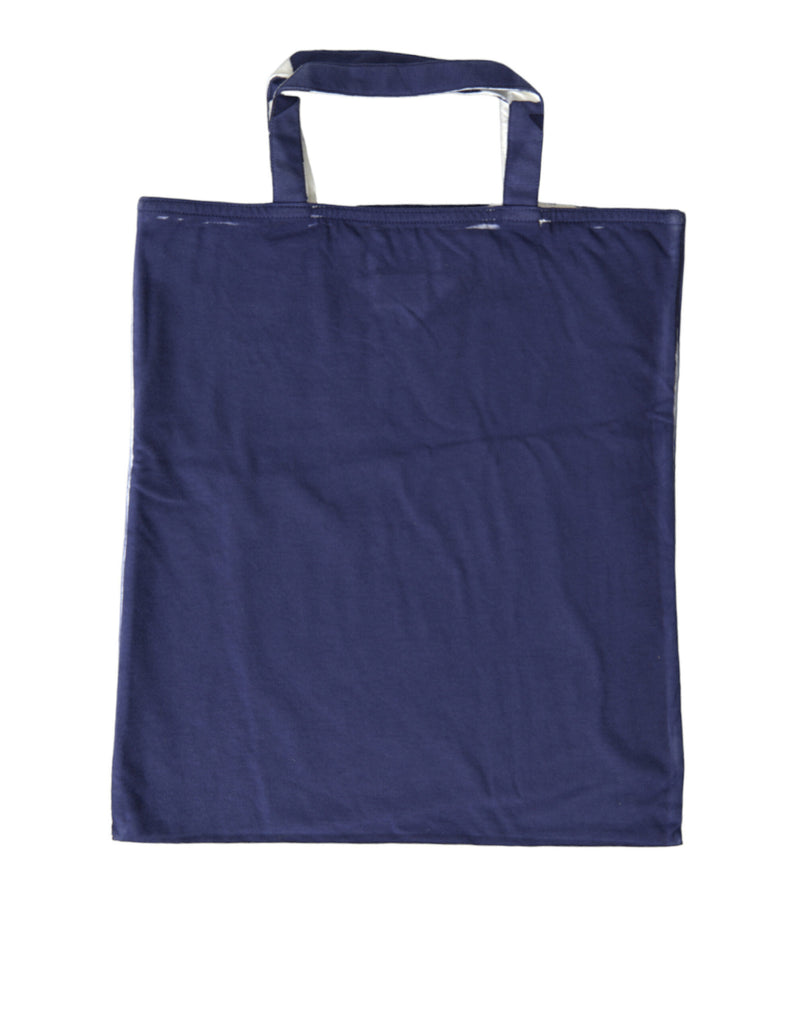 Prada Blue Jersey Fabric Logo Shoulder Shopping Tote Bag