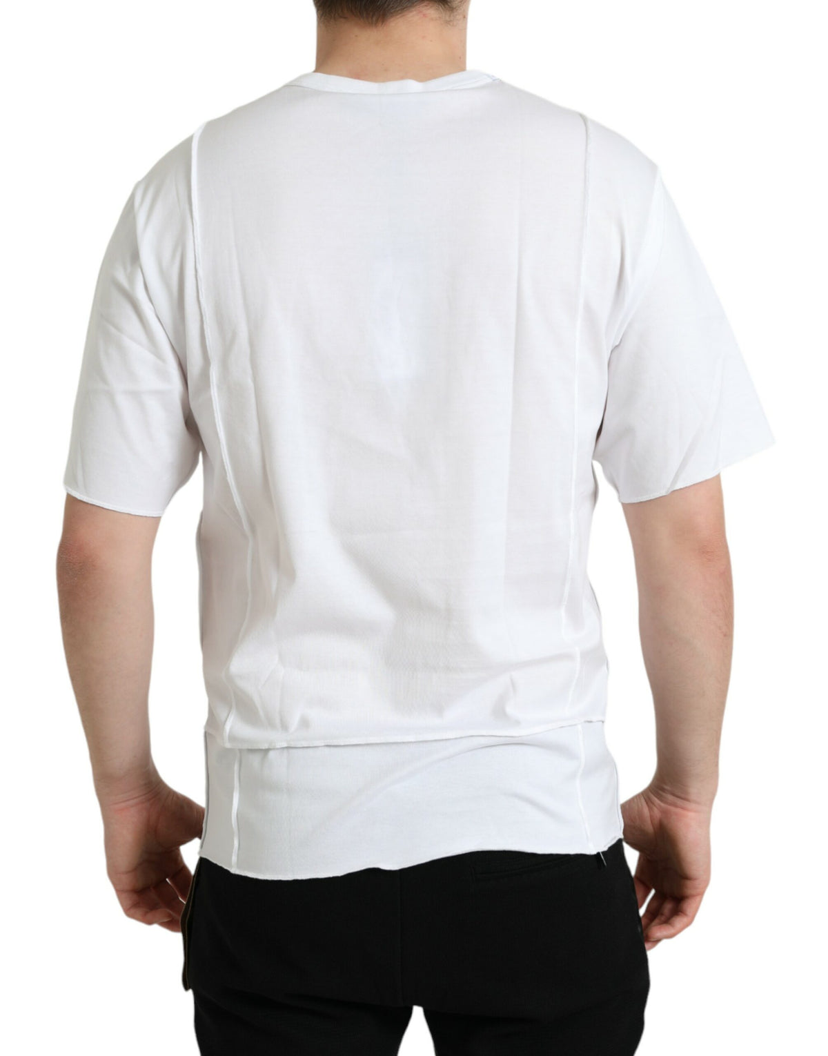 T-shirt à manches courtes à col rond blanc avec logo Dolce &amp; Gabbana