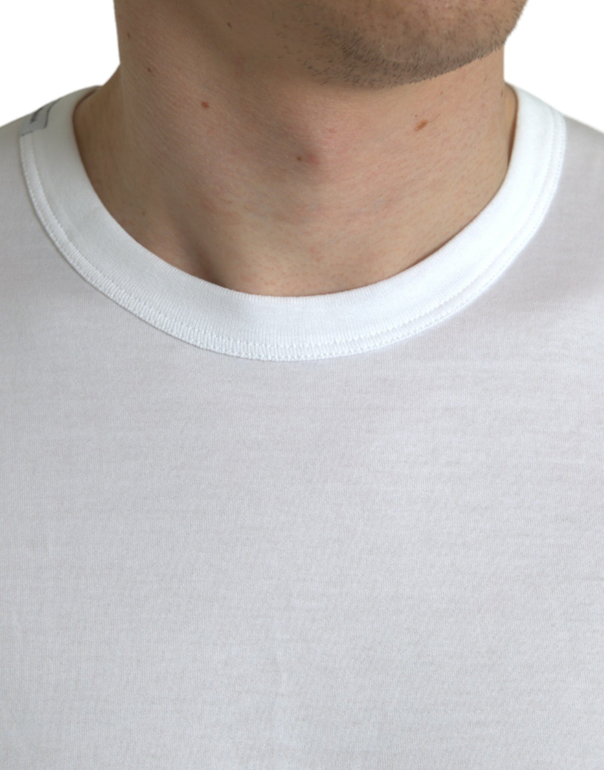 T-shirt à manches courtes à col rond blanc avec logo Dolce &amp; Gabbana