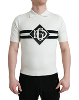 T-shirt à col Henley blanc avec logo DG de Dolce &amp; Gabbana