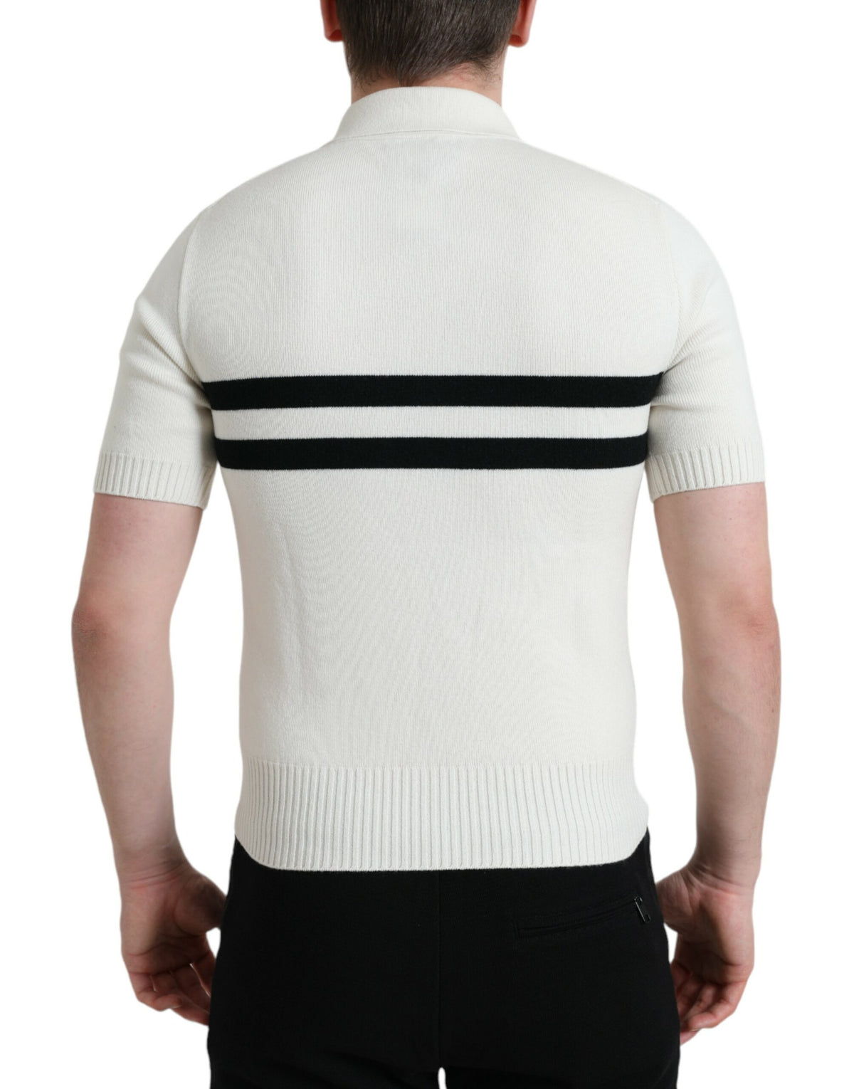 T-shirt à col Henley blanc avec logo DG de Dolce &amp; Gabbana