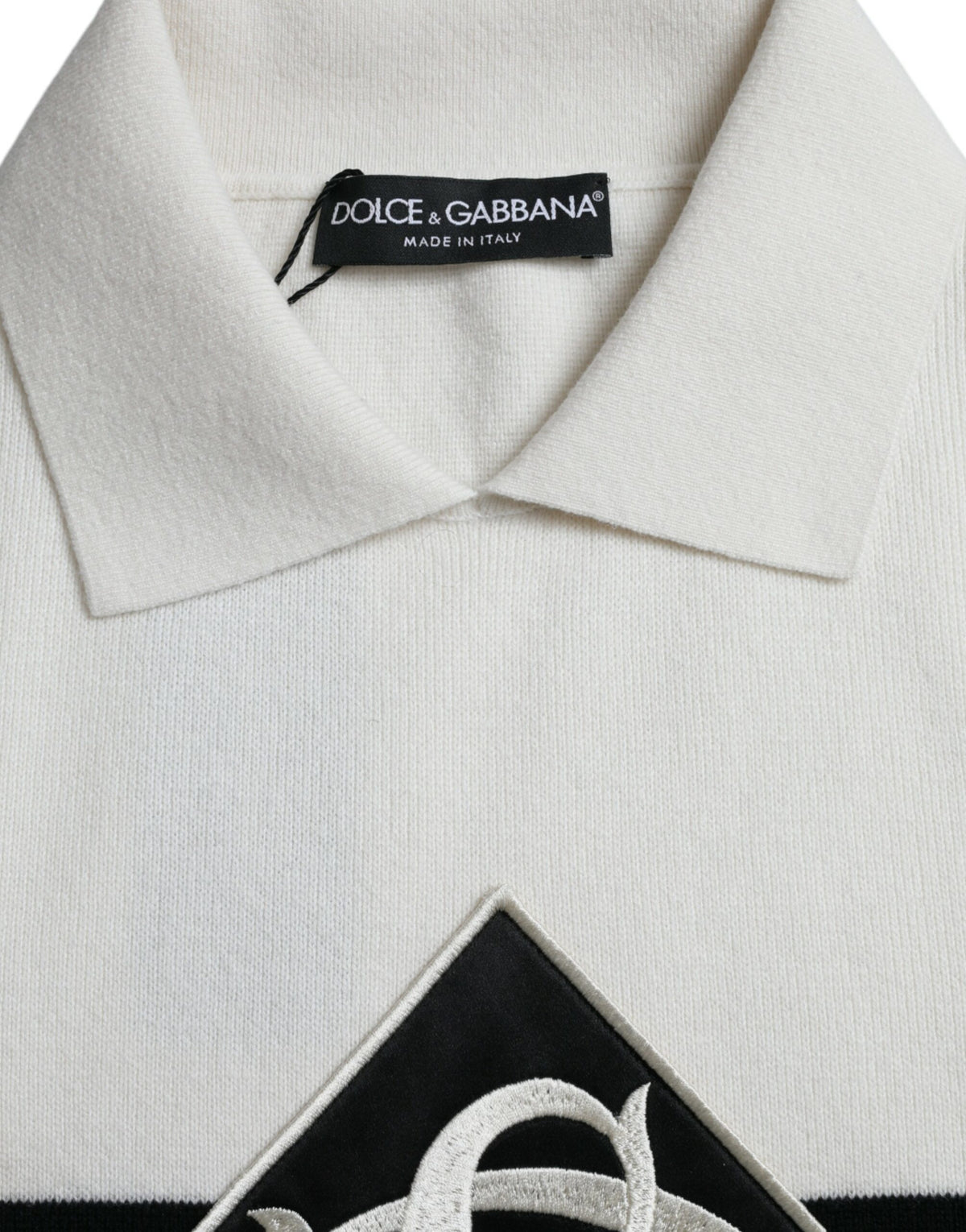 T-shirt à col Henley blanc avec logo DG de Dolce &amp; Gabbana