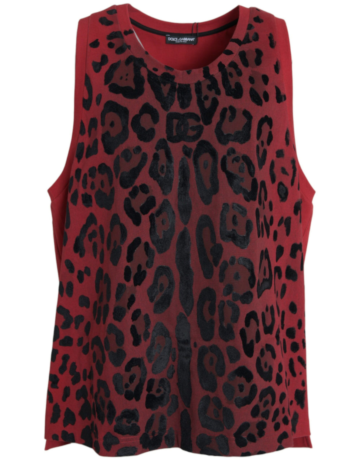 Débardeur sans manches à imprimé léopard rouge de Dolce &amp; Gabbana