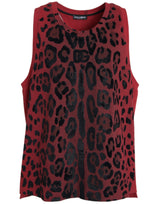 Débardeur sans manches à imprimé léopard rouge de Dolce &amp; Gabbana